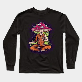 Mushroom Monk Mushroom Monk in Illustration Style Fungi Long Sleeve T-Shirt